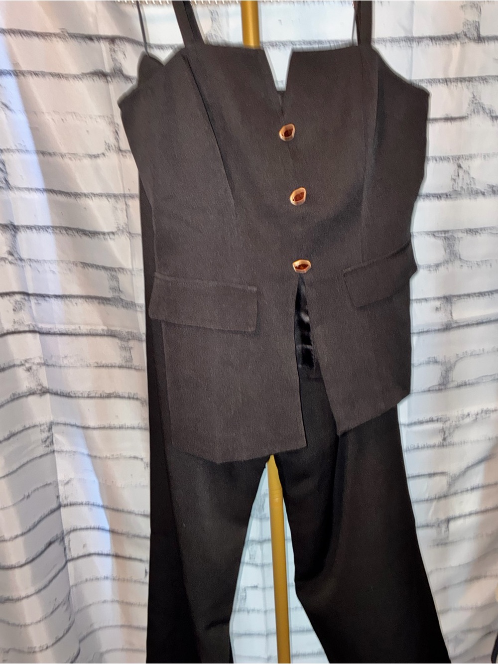 COMMENSE Button Detail Cami Top & Wide Leg Pant Set - Picture 6 of 7